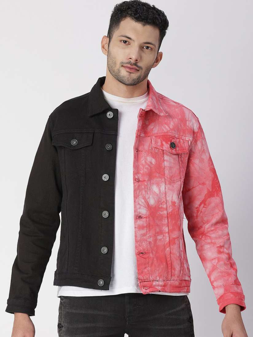 Buy WAIMEA Men Black Pink Tie and Dye Cotton Denim Jacket Jackets for Men 20846738 Myntra