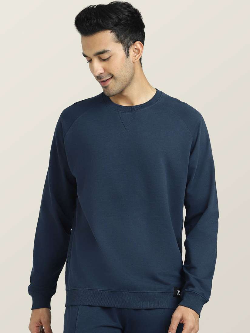 Buy XYXX Men Navy Blue Solid Cruze French Terry Cotton Black Sweatshirt Sweatshirts for Men 20847018 Myntra