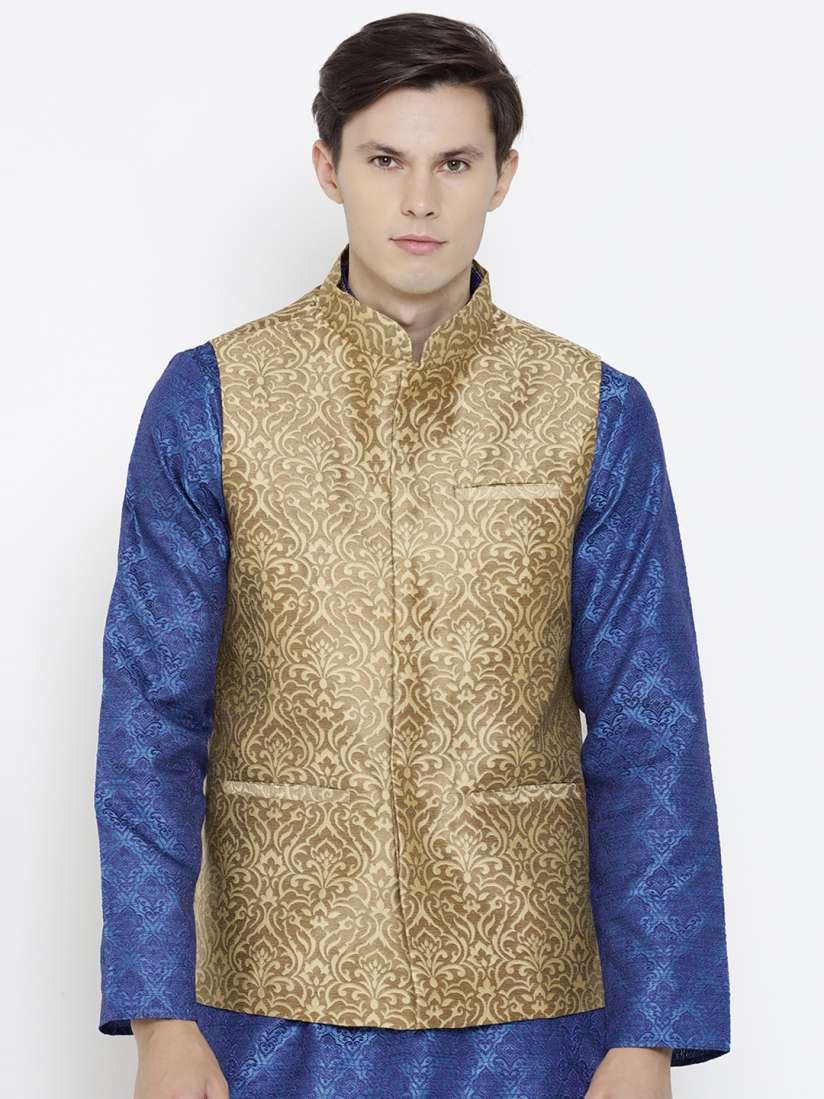 Buy Indus Route By Pantaloons Beige Woven Design Nehru Jacket Nehru Jackets for Men 2085084 Myntra