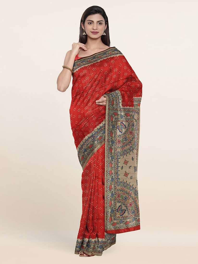 Buy Pothys Red Blue Bandhani Jute Silk Saree Sarees for Women 20851080 Myntra