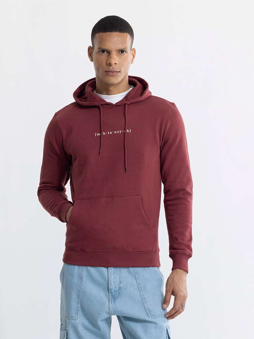 Buy Snitch Men Maroon Printed Hooded Cotton Sweatshirt Sweatshirts for Men 20854502 Myntra