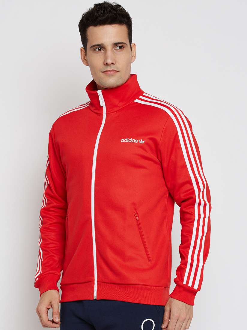Adidas red track jacket mens best sale