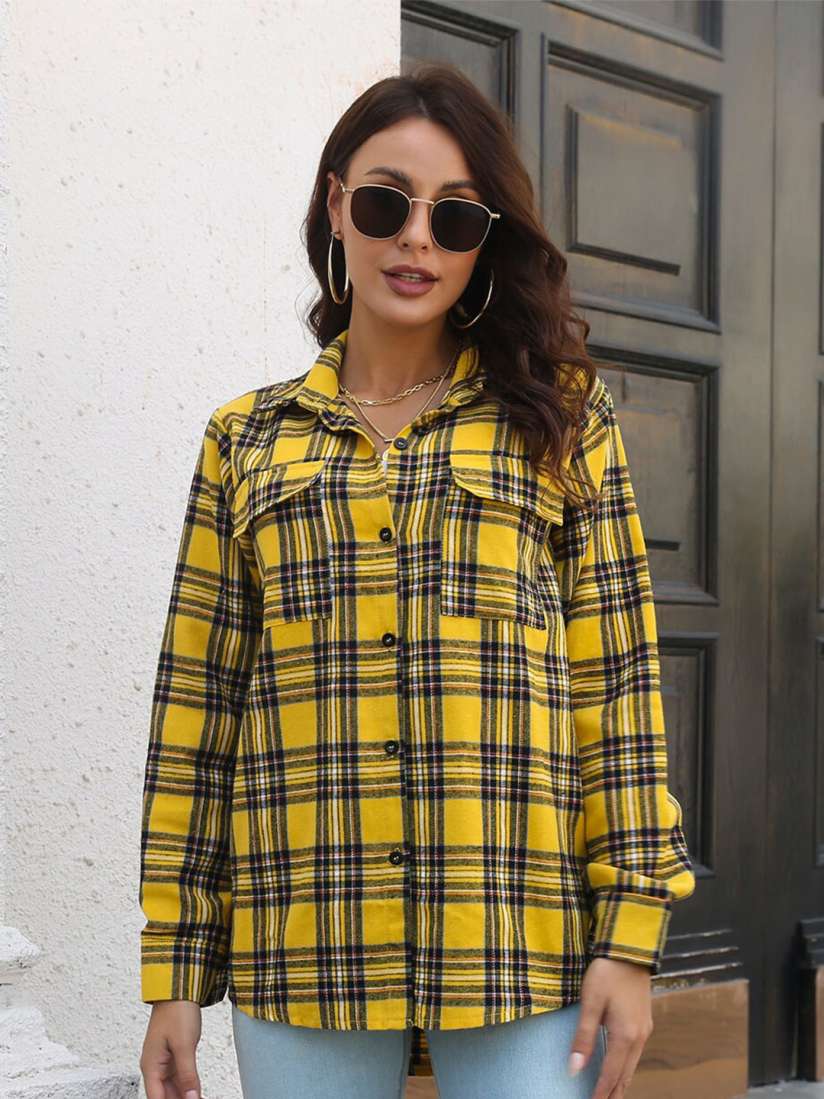 Buy StyleCast Women Yellow Navy Blue Checked Casual Shirt Shirts for Women 20860282 Myntra