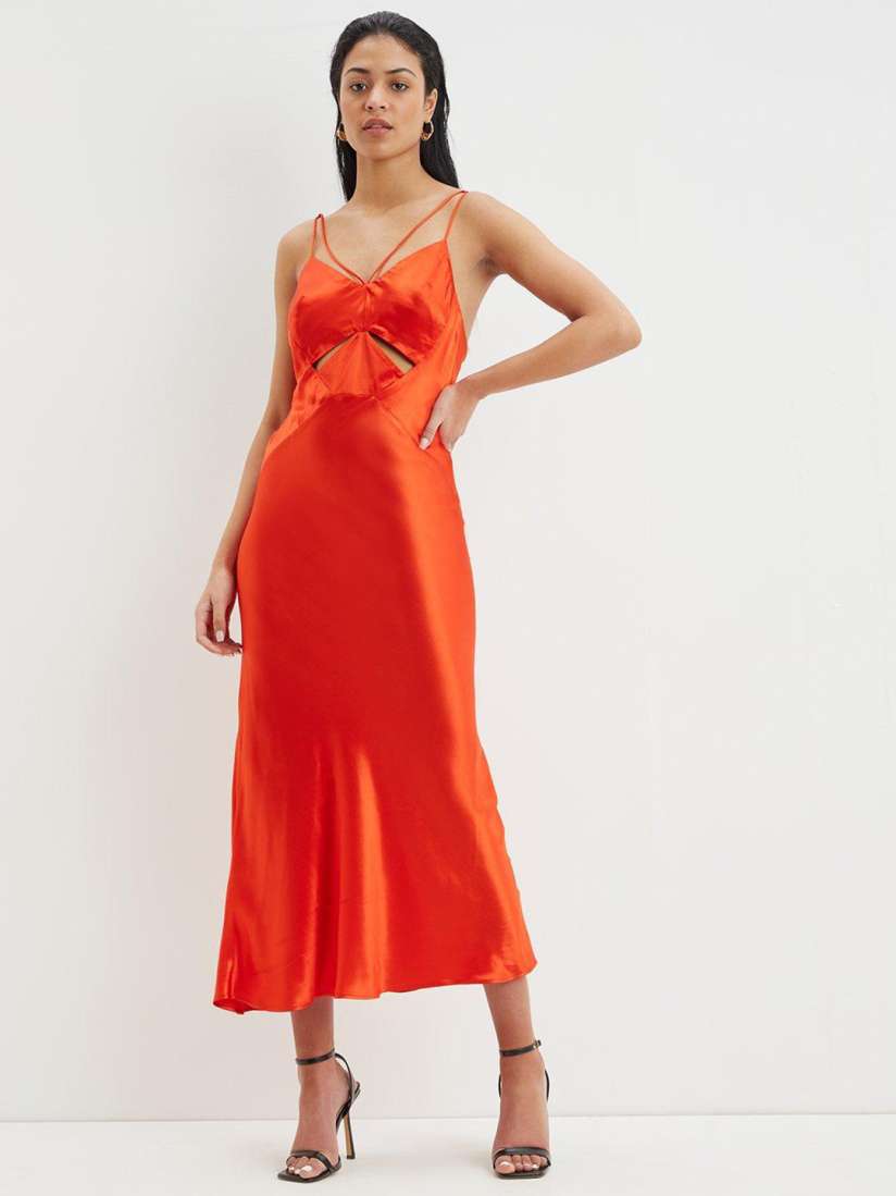 Buy DOROTHY PERKINS Orange Solid Satin Cut Out Slip Dress Dresses for Women 20861648 Myntra