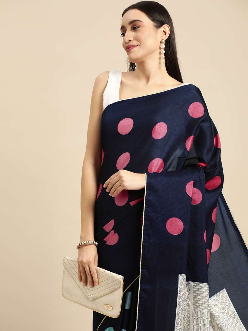 Buy RACHNA Navy Blue Silk Cotton Saree Sarees for Women 20866798 Myntra