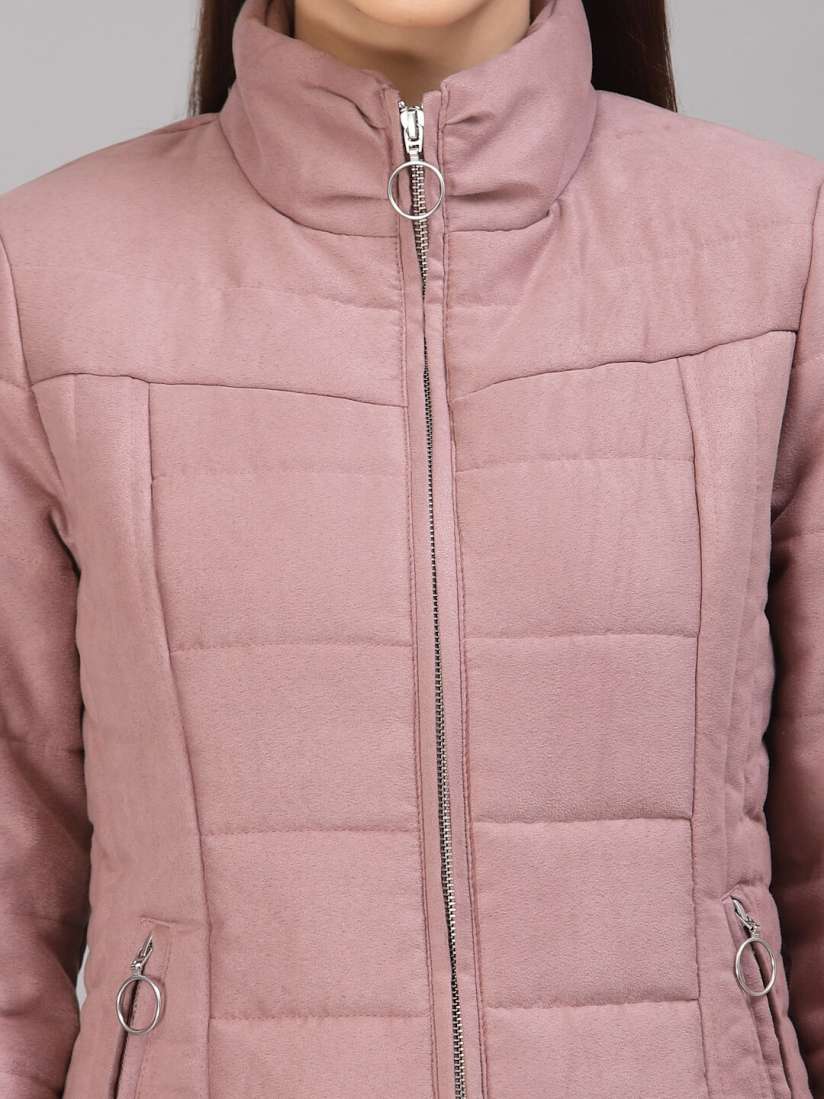 Pink suede puffer jacket best sale