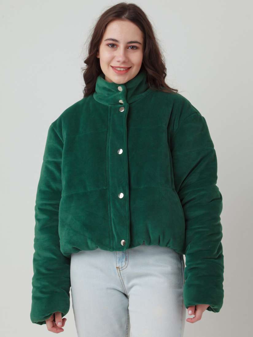 Buy Zink London Women Green Mock Collar Bomber Jacket Jackets for Women 20874622 Myntra