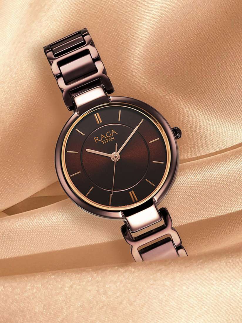 Buy Titan Women Brown Brass Dial Brown Stainless Steel Bracelet Style Straps Analogue Watch 2608QM02 Watches for Women 20874644 Myntra