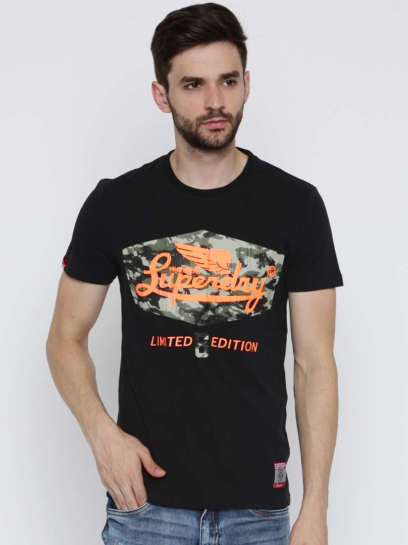Buy Superdry Men Black Printed Round Neck T shirt Tshirts for Men 2087906 Myntra