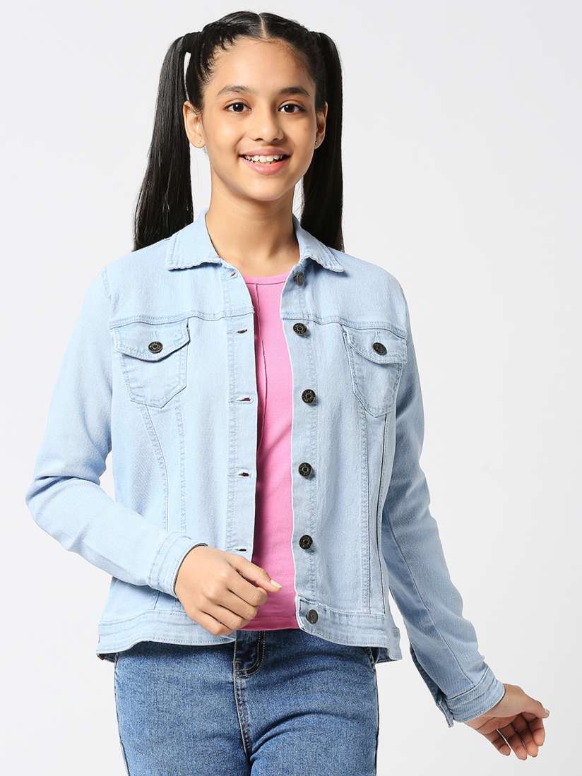Buy JUSTICE Girls Solid Denim Jacket Jackets for Girls 20880824 Myntra