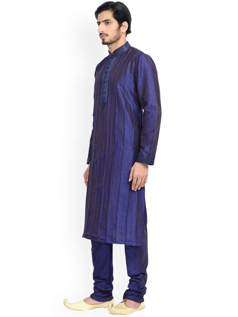 Buy Manyavar Men Blue Self Design Kurta with Churidar Kurta Sets for Men 2088321 Myntra