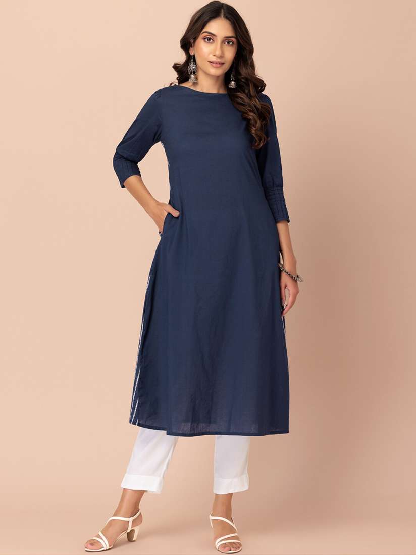 Myntra navy blue kurta online
