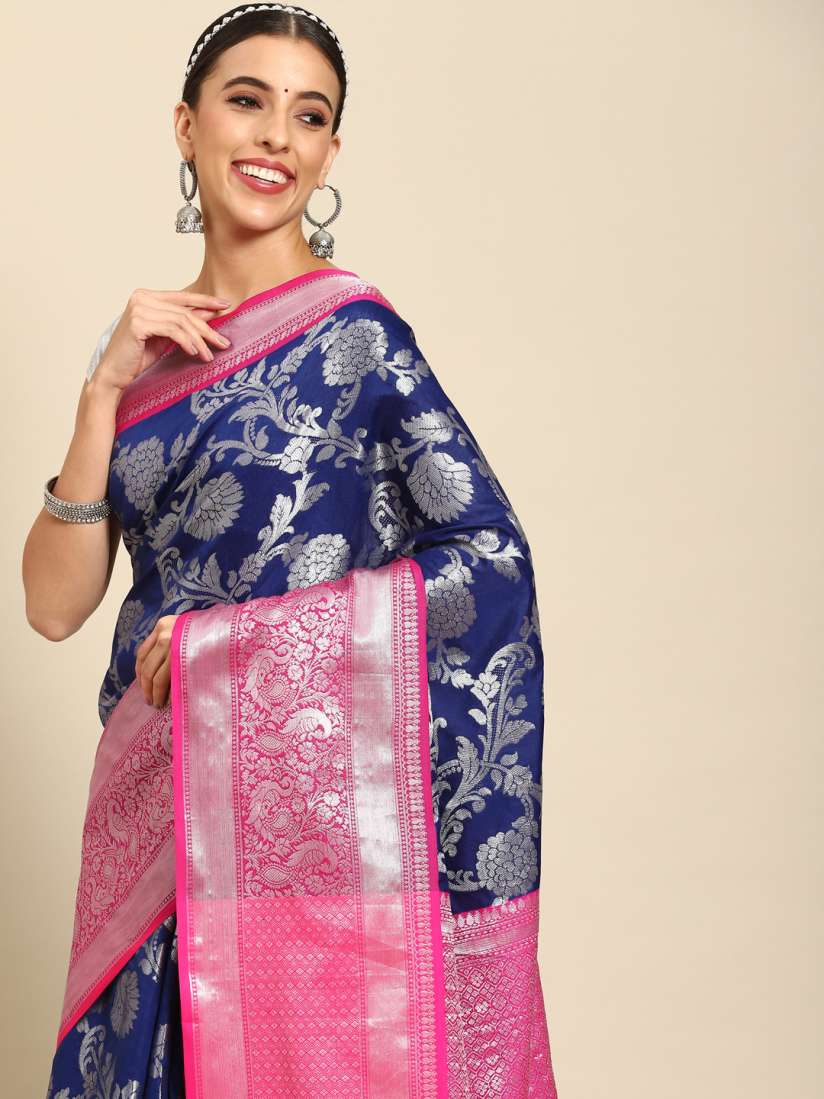 Buy Silk Land Floral Zari Art Silk Banarasi Saree Sarees for Women 20884924 Myntra