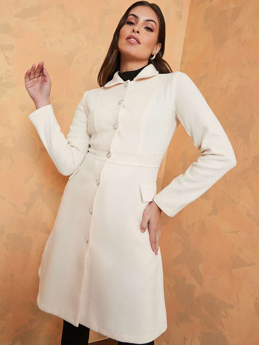 Womens Coats Longline Single Breasted Coat Clean Tailored Single