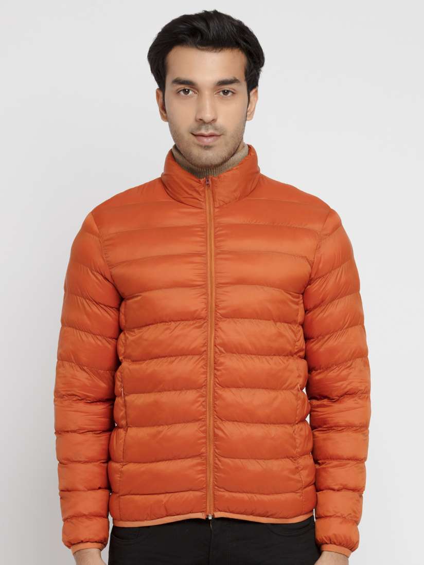 Striped puffer jacket sale