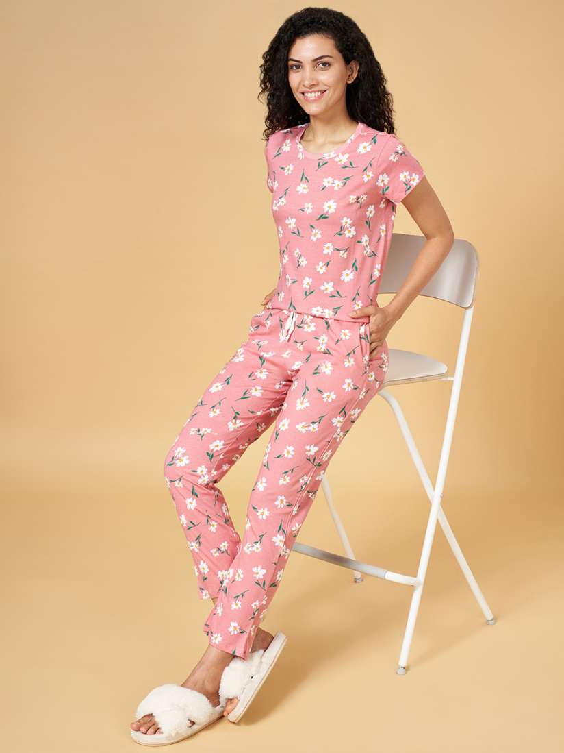 Buy YU by Pantaloons Women Pink White Printed Night suit Night suits for Women 20899318 Myntra