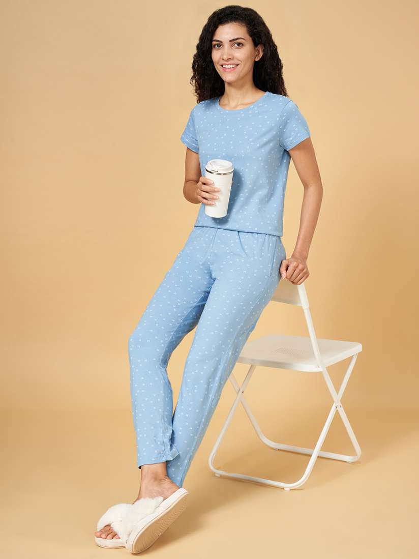 Buy YU by Pantaloons Women Blue White Printed Night suit Night suits for Women 20899374 Myntra
