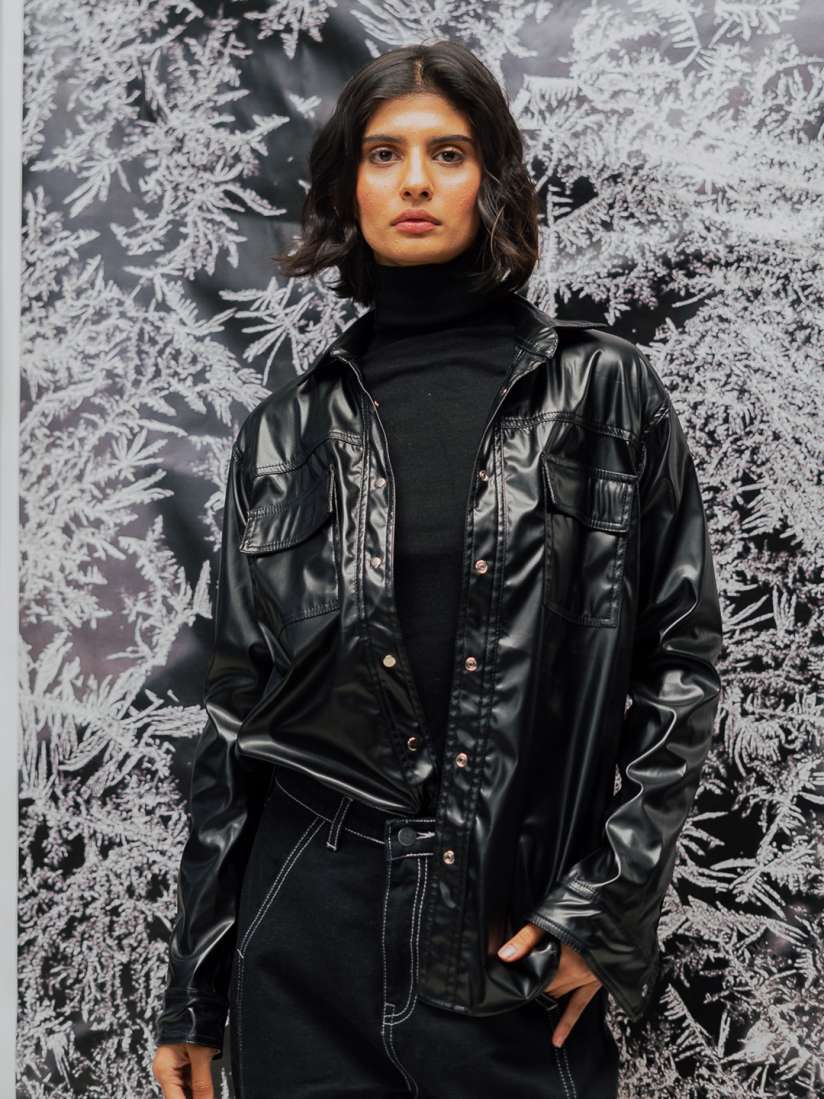 Buy FREAKINS Women Black Leather Jacket Jackets for Women 20902090 Myntra