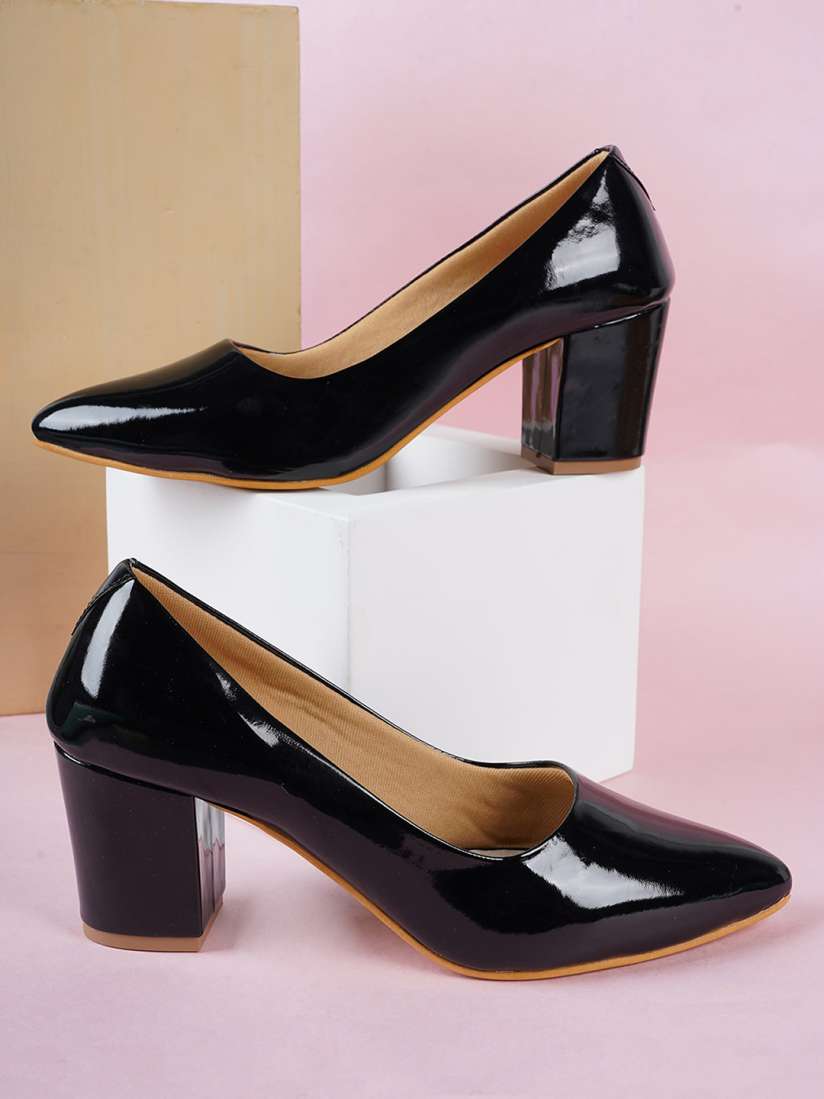 Black block heel pumps on sale