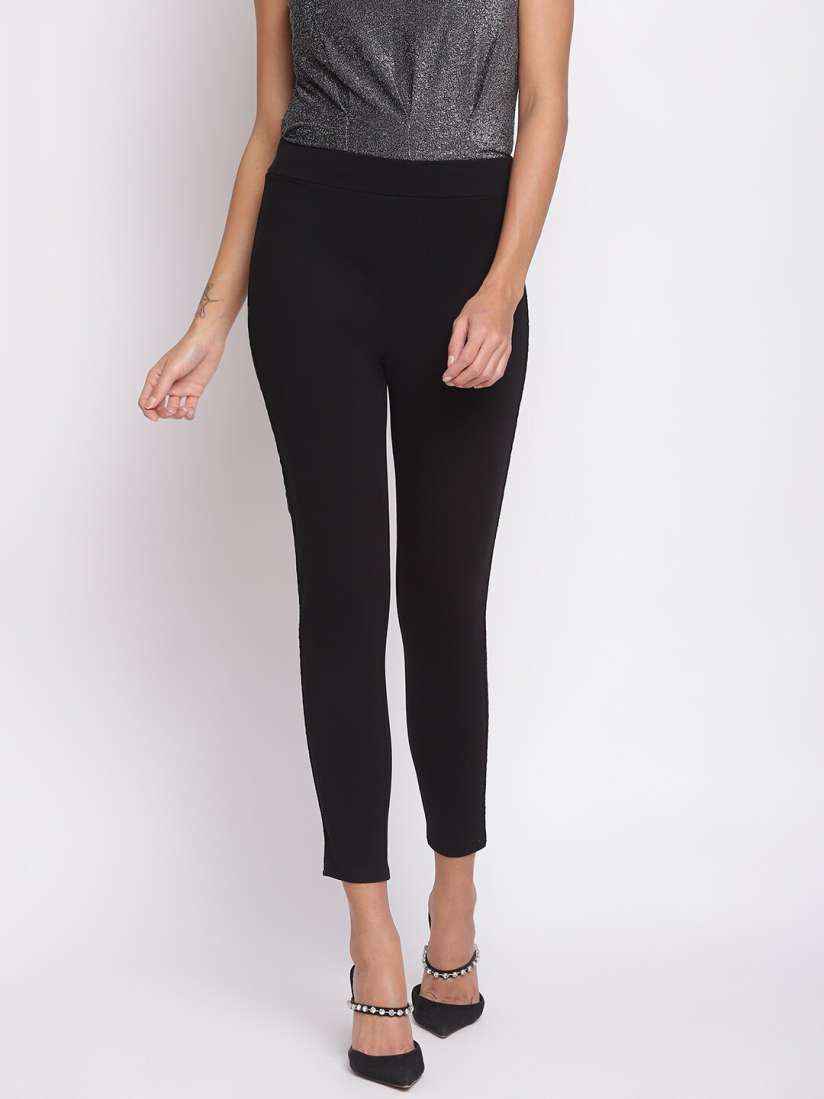 Black jeggings myntra sales