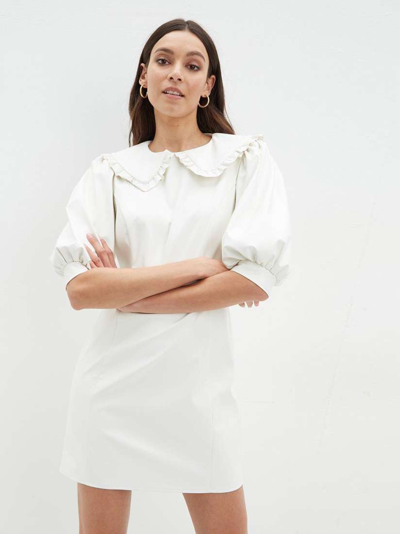 Buy DOROTHY PERKINS Off White Faux Leather Frill Collar Dress Dresses for Women 20915506 Myntra