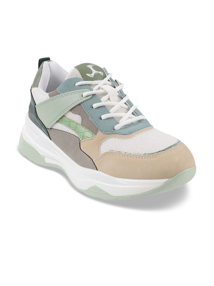 Buy Mochi Women Green Grey Colourblocked Sneakers Casual Shoes for Women 20922226 Myntra