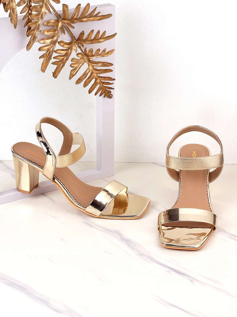 Buy Mochi Gold Toned Block Heels Heels for Women 20922272 Myntra
