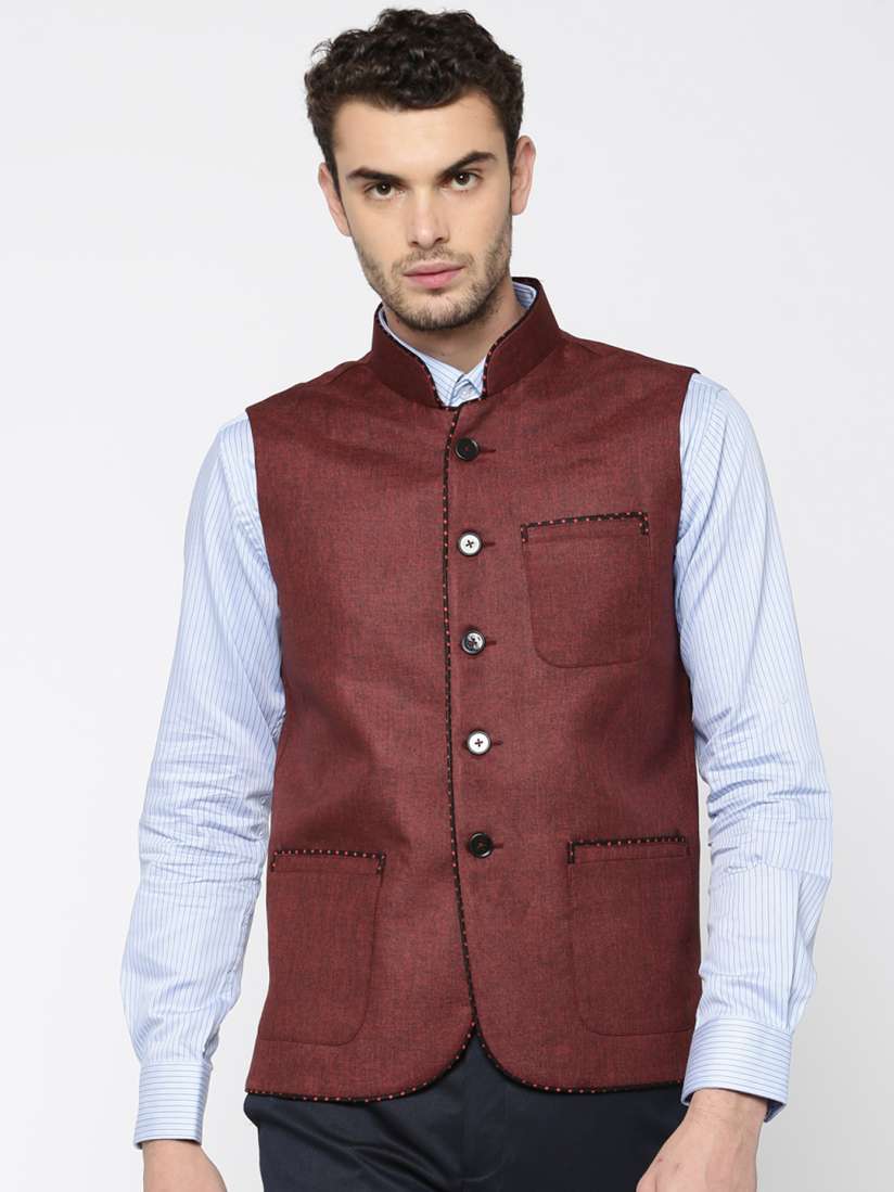 Maroon nehru jacket hot sale