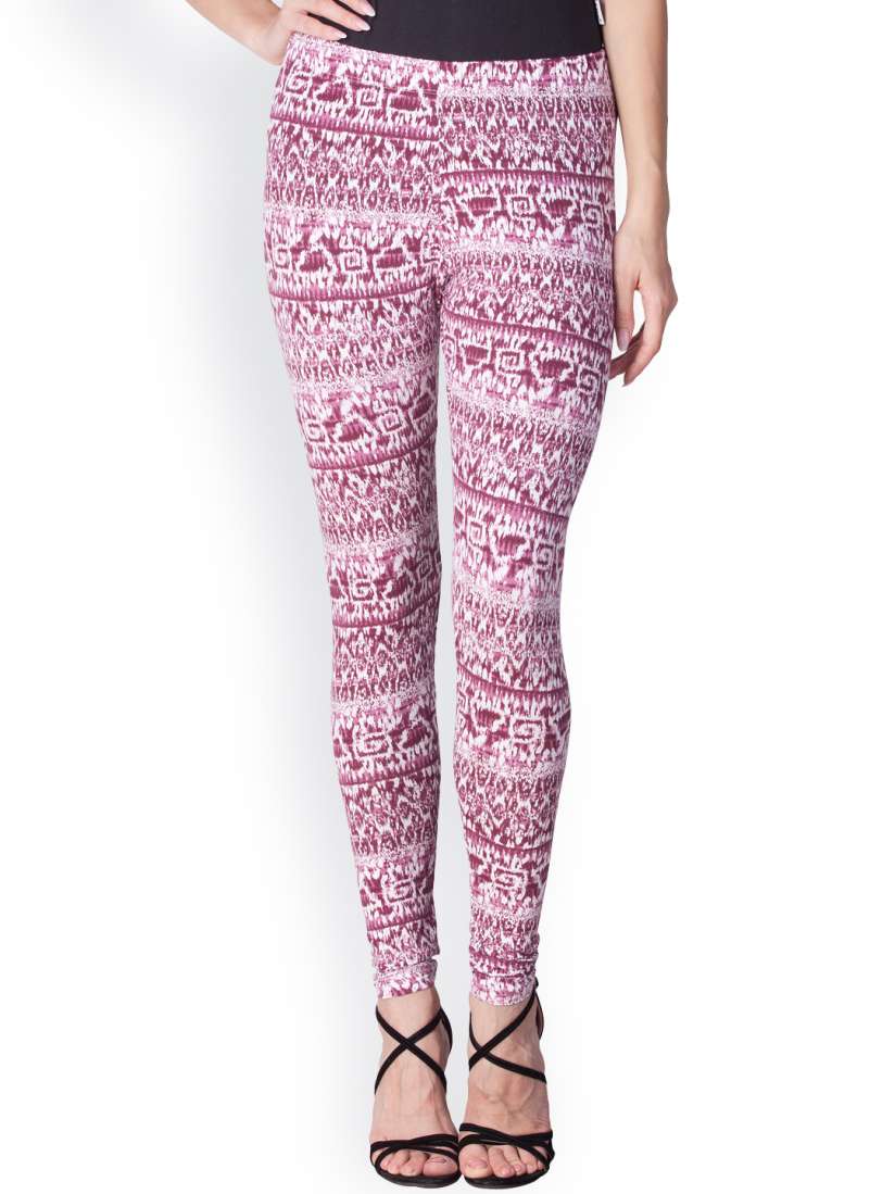 Buy LYRA Mauve White Printed Ankle Length Leggings Leggings for Women 2092554 Myntra