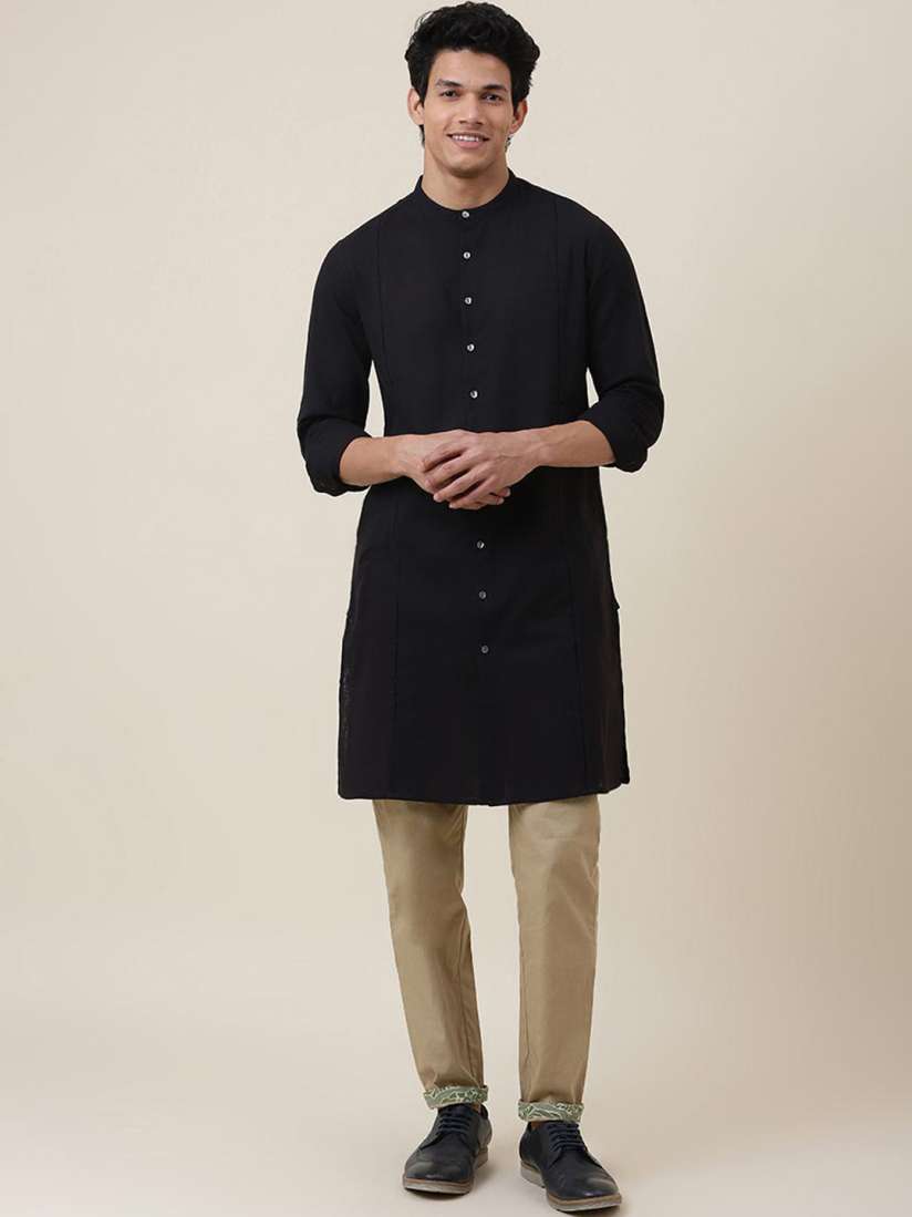 Buy Fabindia FabBasic Men Black Solid Cotton Kurta Kurtas for Men 20926402 Myntra