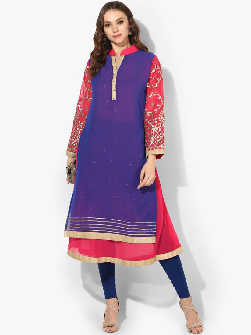 Buy ZOEYAMS Women Blue Red Ethnic Motifs Embroidered Kurta Kurtas for Women 20930818 Myntra