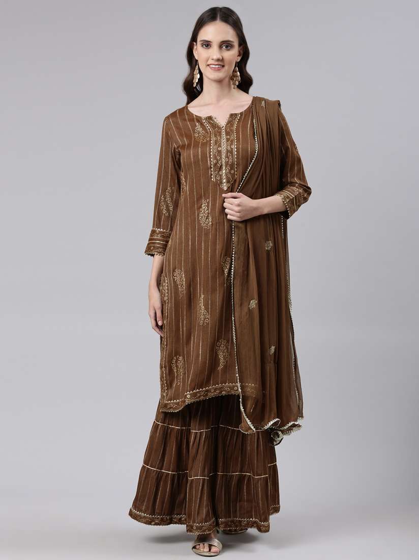Buy Readiprint Fashions Women Paisley Gotta Patti Kurta With Sharara With Dupatta Kurta Sets for Women 20931424 Myntra