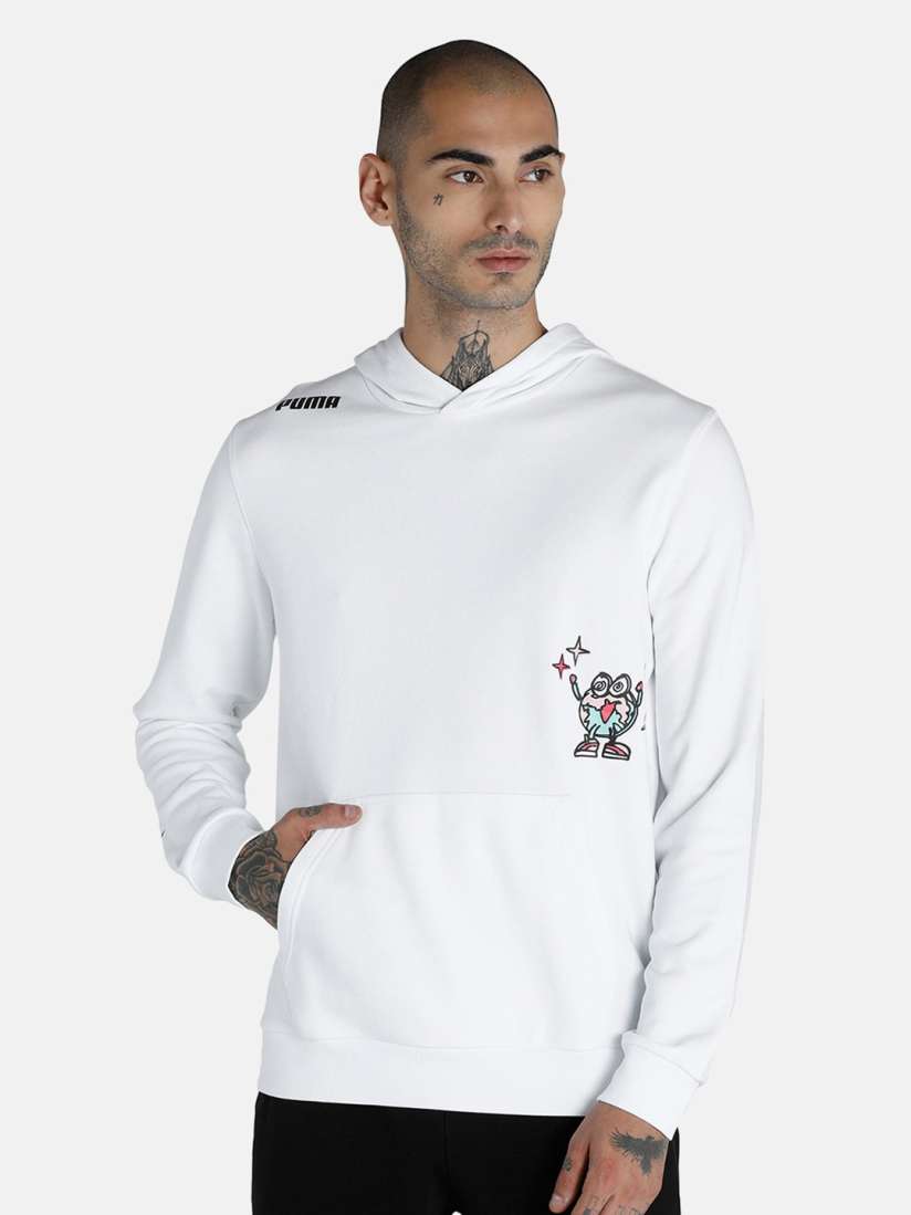 Mens white puma hoodie outlet