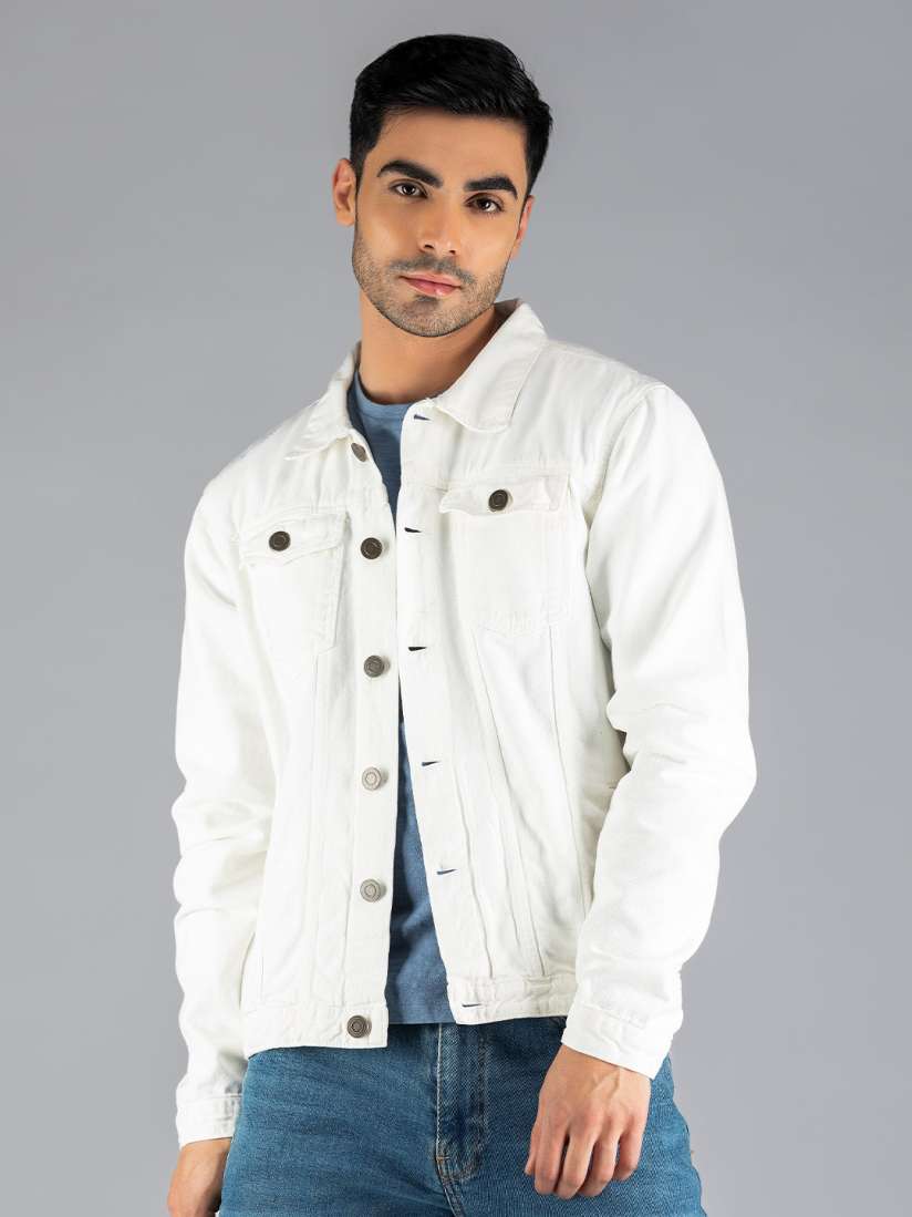 Lightweight white denim jacket sales