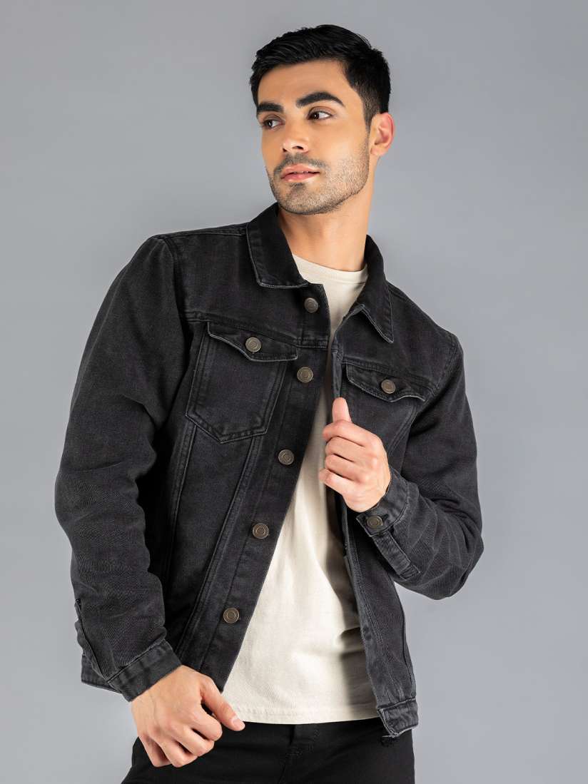Lightweight black denim jacket sale