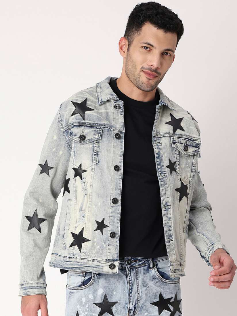 Buy WAIMEA Men Blue Black Printed Long Sleeves Denim Jacket Jackets for Men 20941852 Myntra