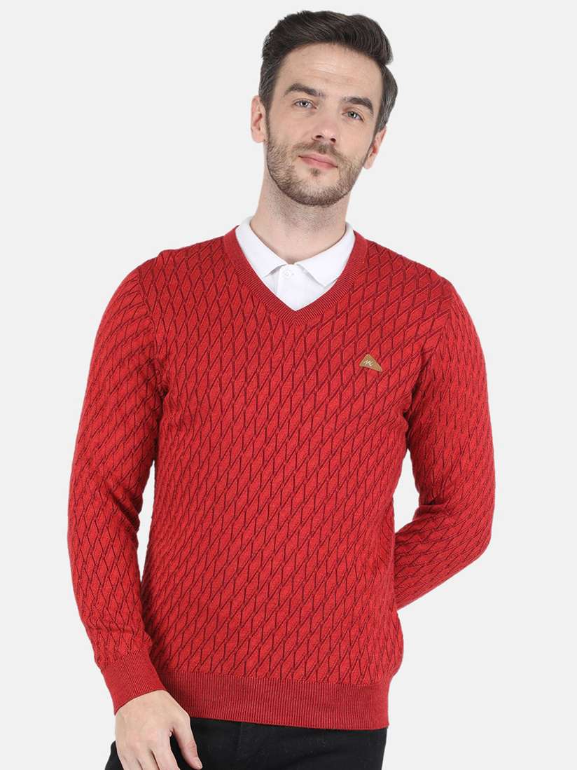 Full Sleeve Pure Wool Sweaters For Gents Monte Carlo Men Red Pure