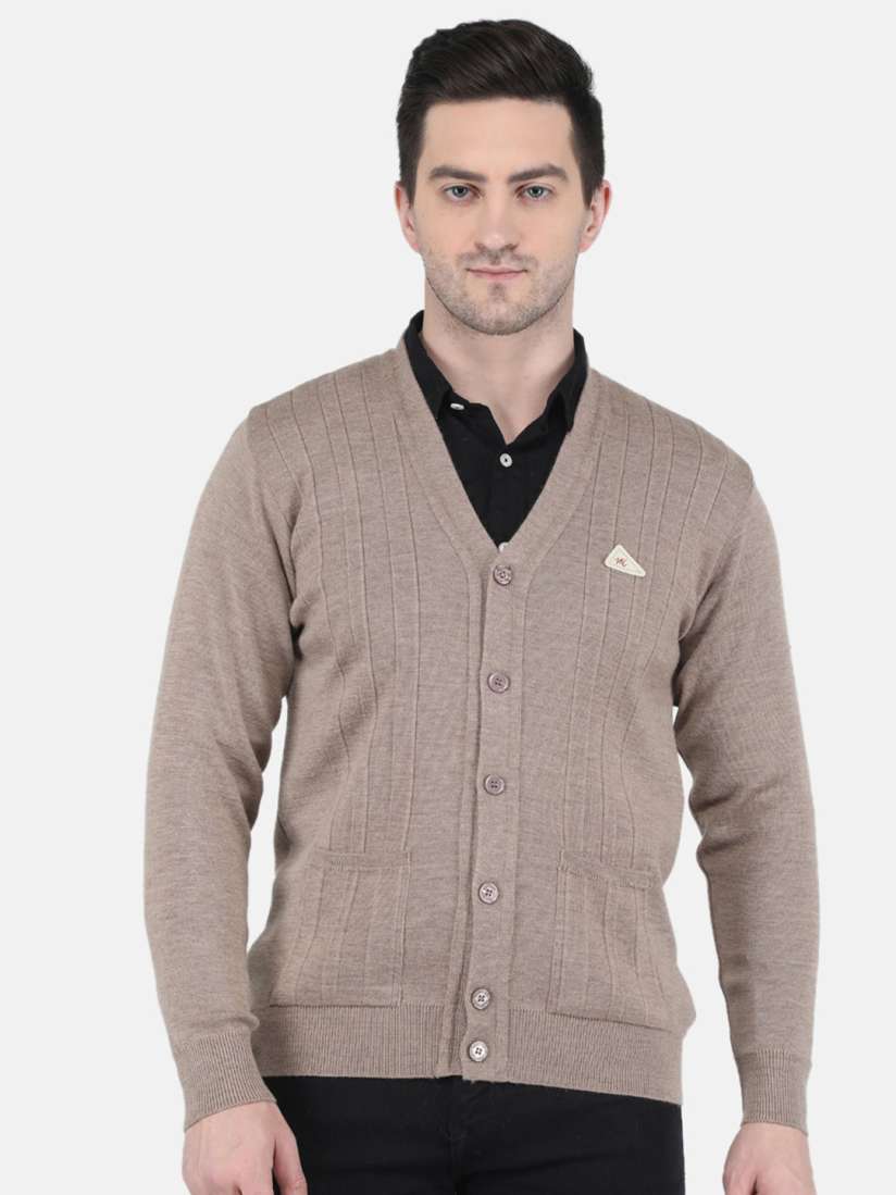 Buy Monte Carlo Men Taupe Striped Cardigan Sweaters for Men 20943982 Myntra