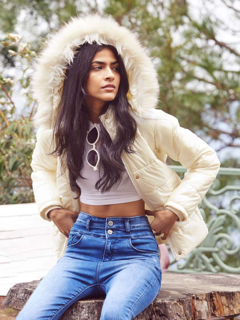 Buy Crimsoune Club Women Cream Solid Nylon Hooded Parka Jacket Jackets for Women 20947942 Myntra