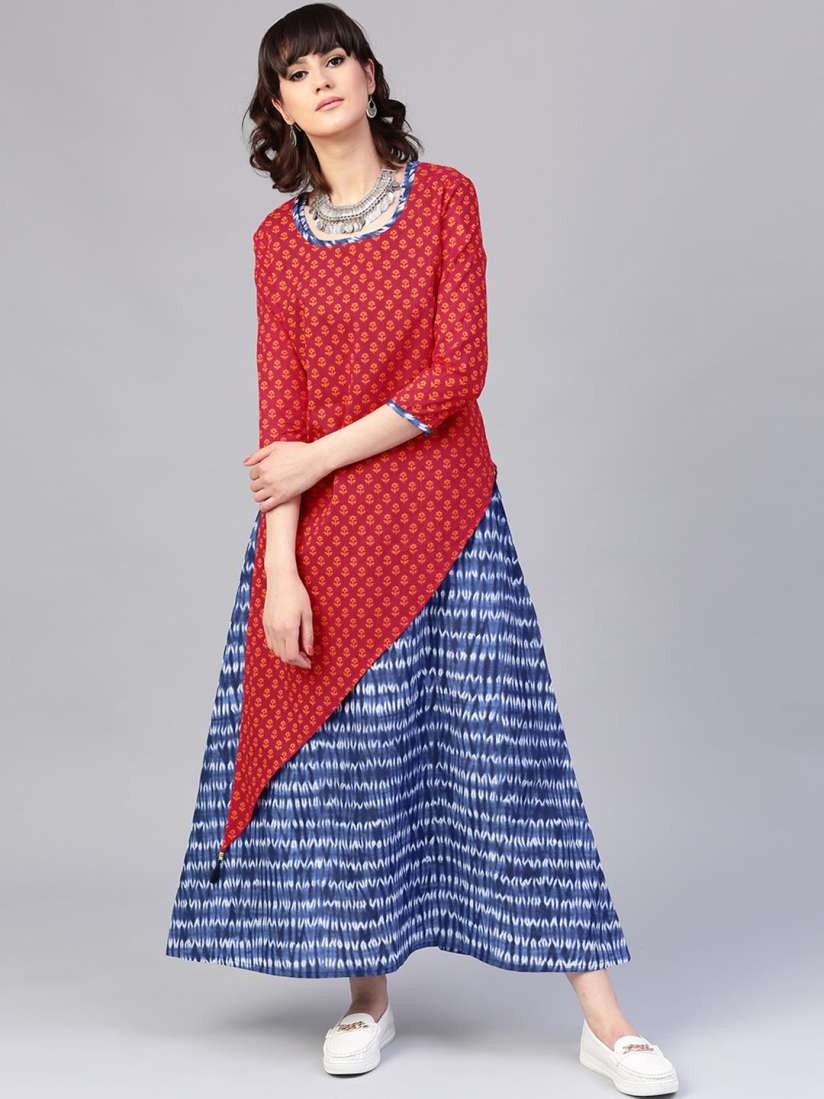 Aks women red printed maxi dress sale