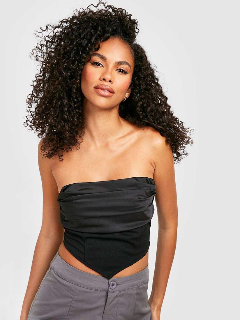 black satin bardot top
