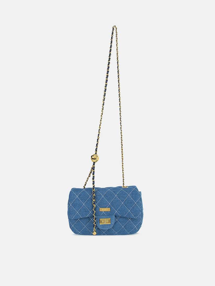 Buy Kazo Blue Structured Sling Bag with Quilted Handbags for Women 20959222 Myntra