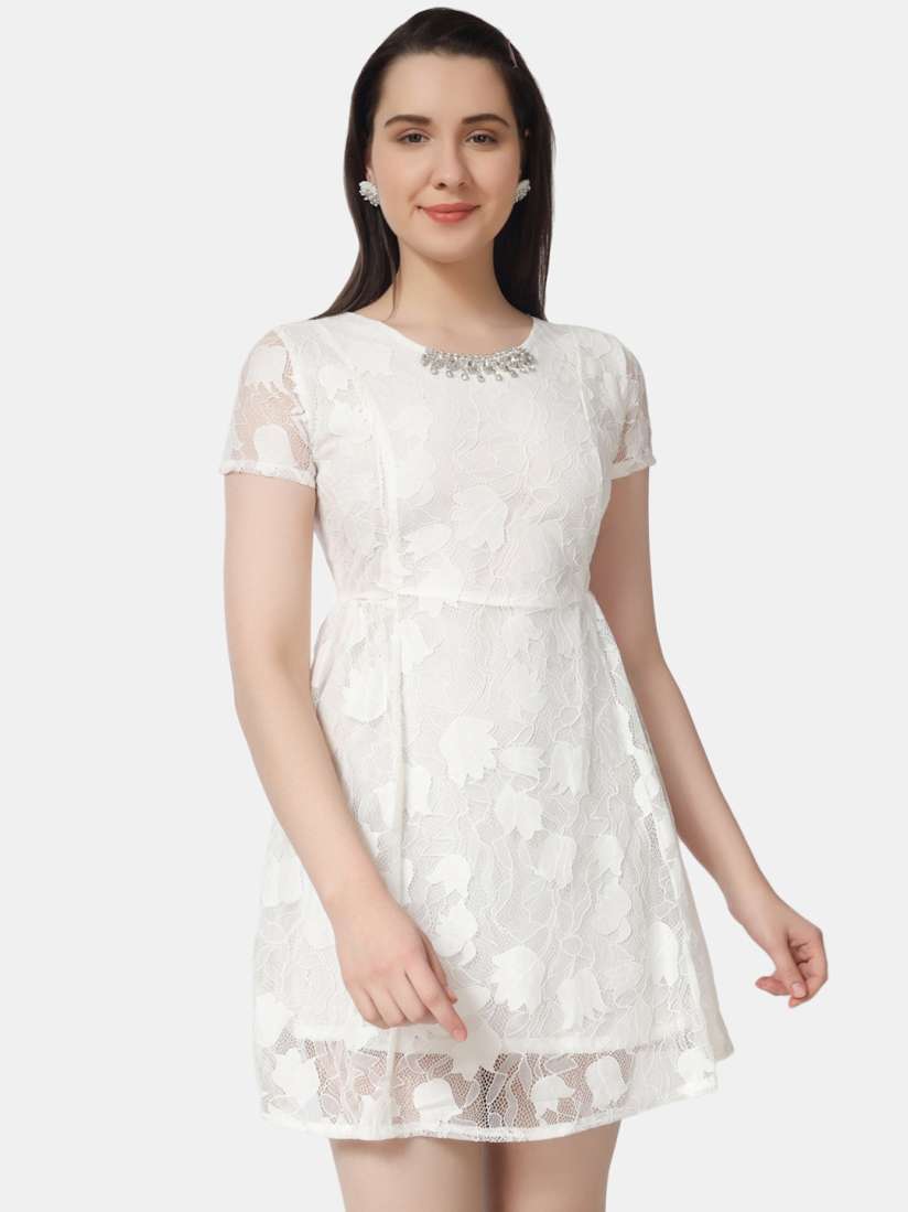 White dress myntra discount