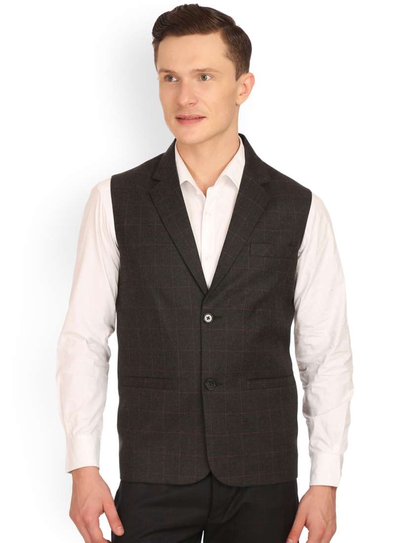 Buy Wintage Men Charcoal Grey Checked Waistcoat Waistcoat for Men 2096062 Myntra
