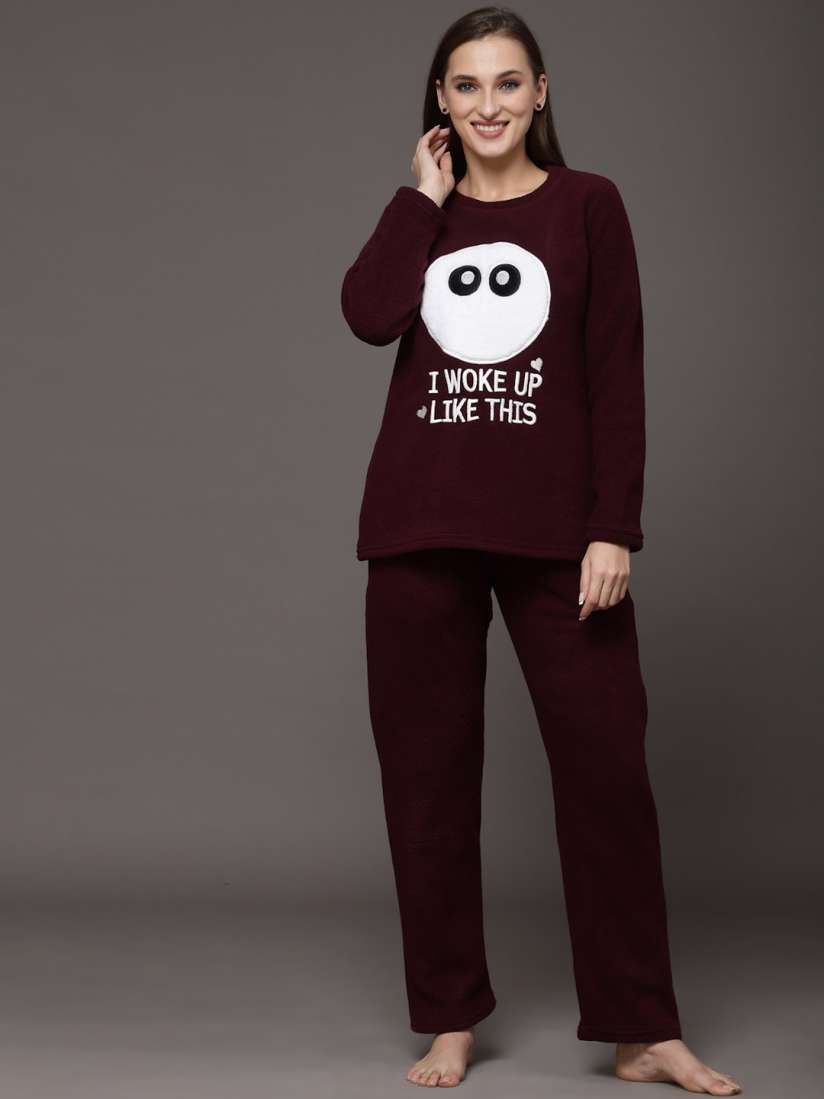 Buy Sweet Dreams Women Super Soft Polar Fleece Applique Winter Night suit Night suits for Women 20961766 Myntra
