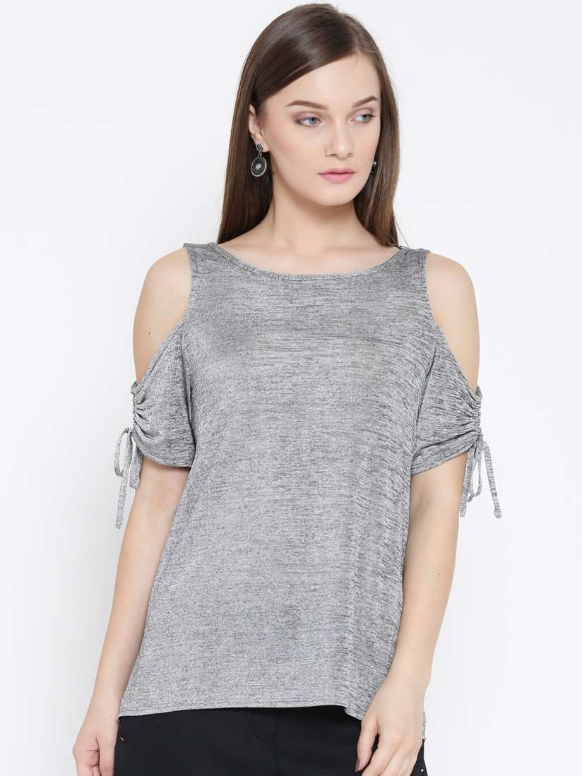 Buy DOROTHY PERKINS Women Grey Melange Cold Shoulder Top Tops for Women 2096533 Myntra