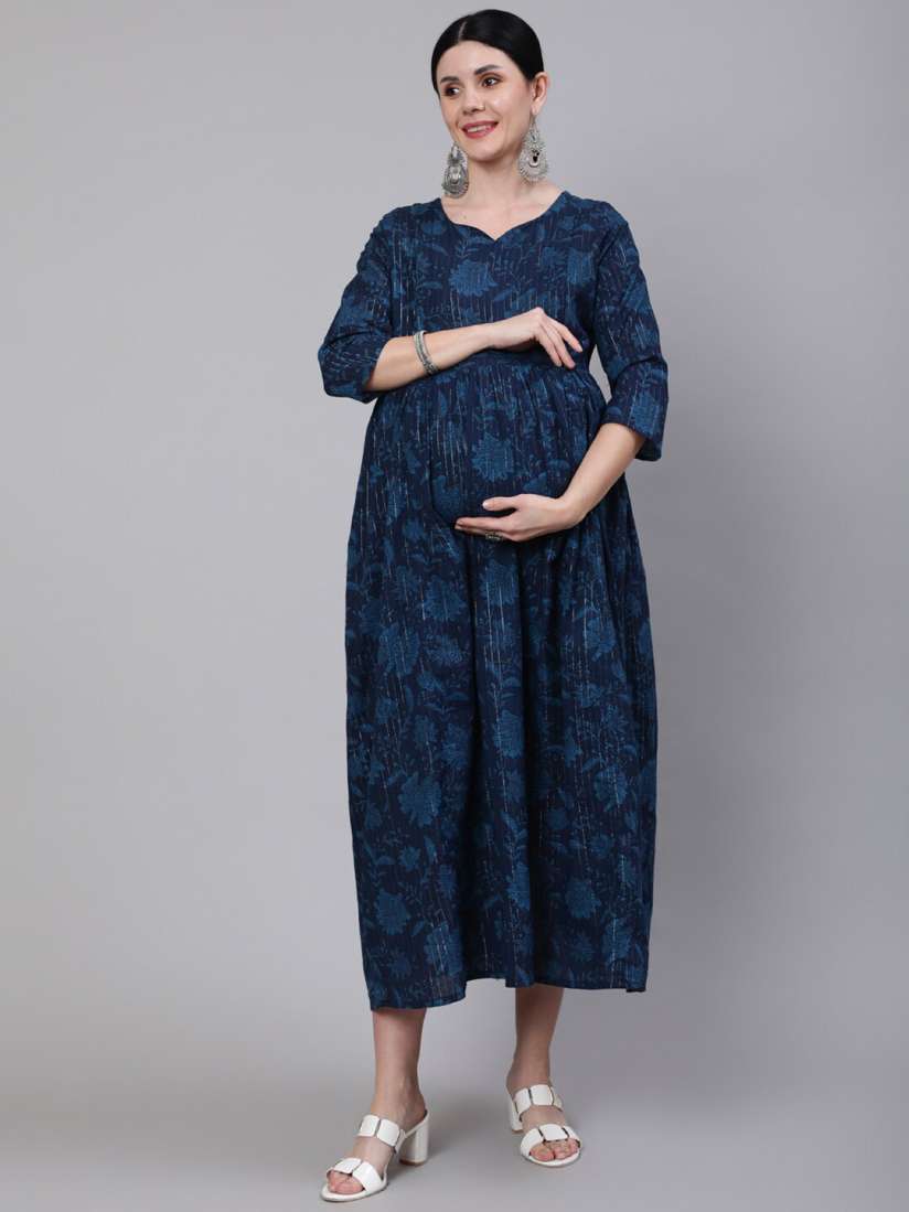 Buy Nayo Women Navy Blue Ethnic Printed Maternity Dress Dresses for Women 20966564 Myntra