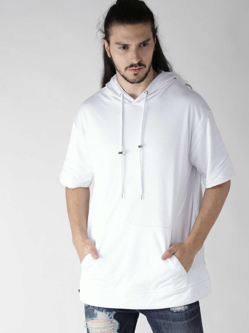 Buy FOREVER 21 Men White Solid Mesh Hooded Sweatshirt Sweatshirts for Men 2097708 Myntra
