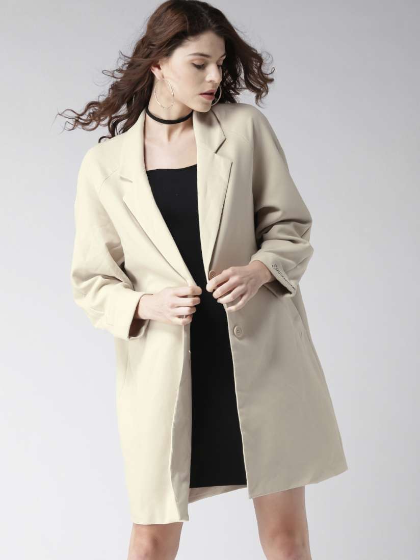 Buy FOREVER 21 Beige Longline Coat Coats for Women 2097770 Myntra