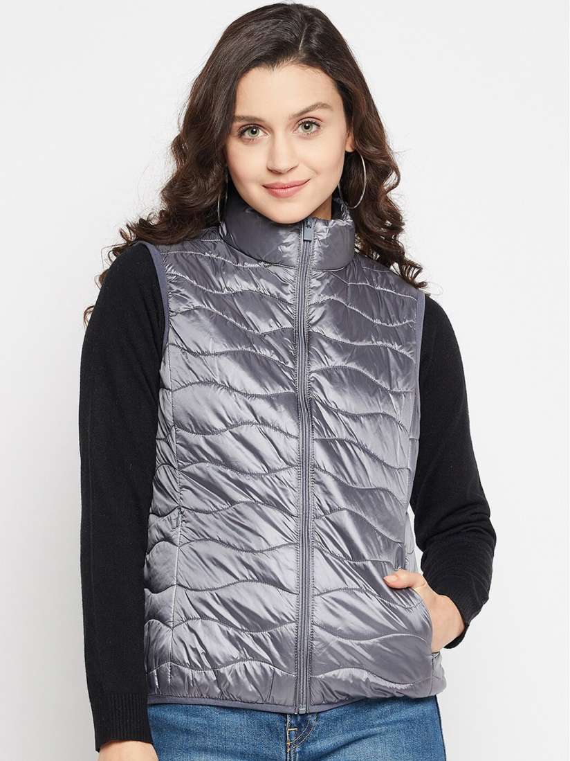 Buy Madame Women Charcoal Sleeveless Padded Jacket Jackets for Women 20978998 Myntra